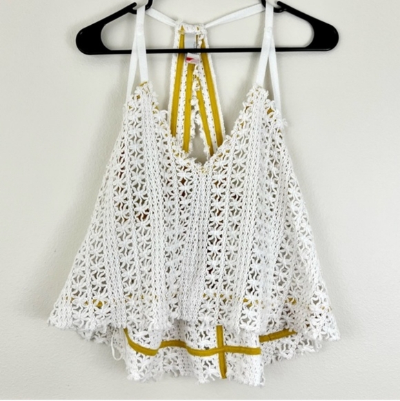 Free People Tops - Free People White and Yellow Crochet Camisole